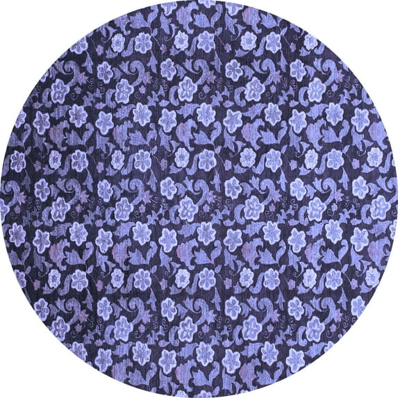 Ahgly Company Indoor Round Abstract Blue Modern Area Rugs, 4' Round