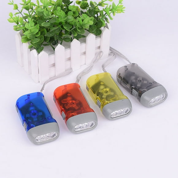 Hand Crank Flashlight Manual Squeeze Power Light Pack of 8 No-battery Required LED Torch For emegency Hurricane Storm Backpacking,Camping, Random Color