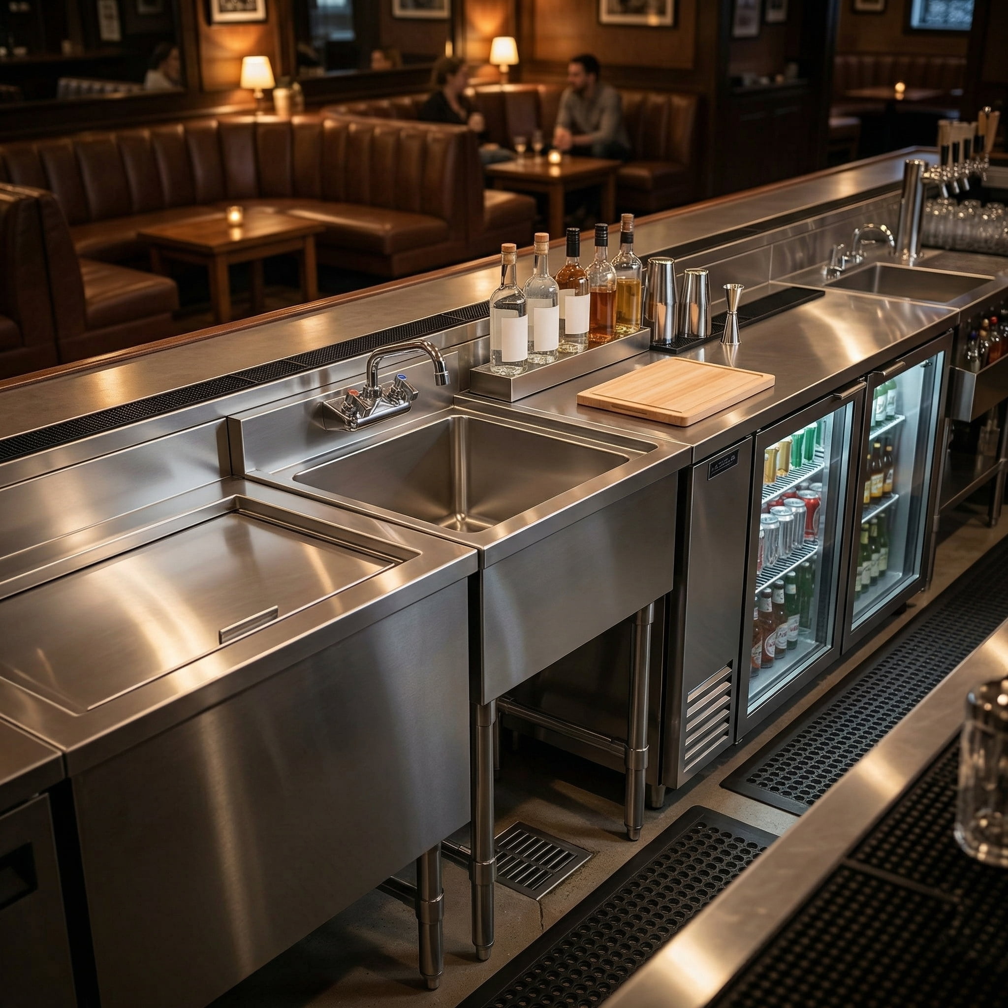 AmGood Commercial Underbar Hand Sink 18.5 in. x 18 in. x 30 in. Stainless Steel with Backsplash Faucet Included NSF, Single Bowl Bar Prep Sink
