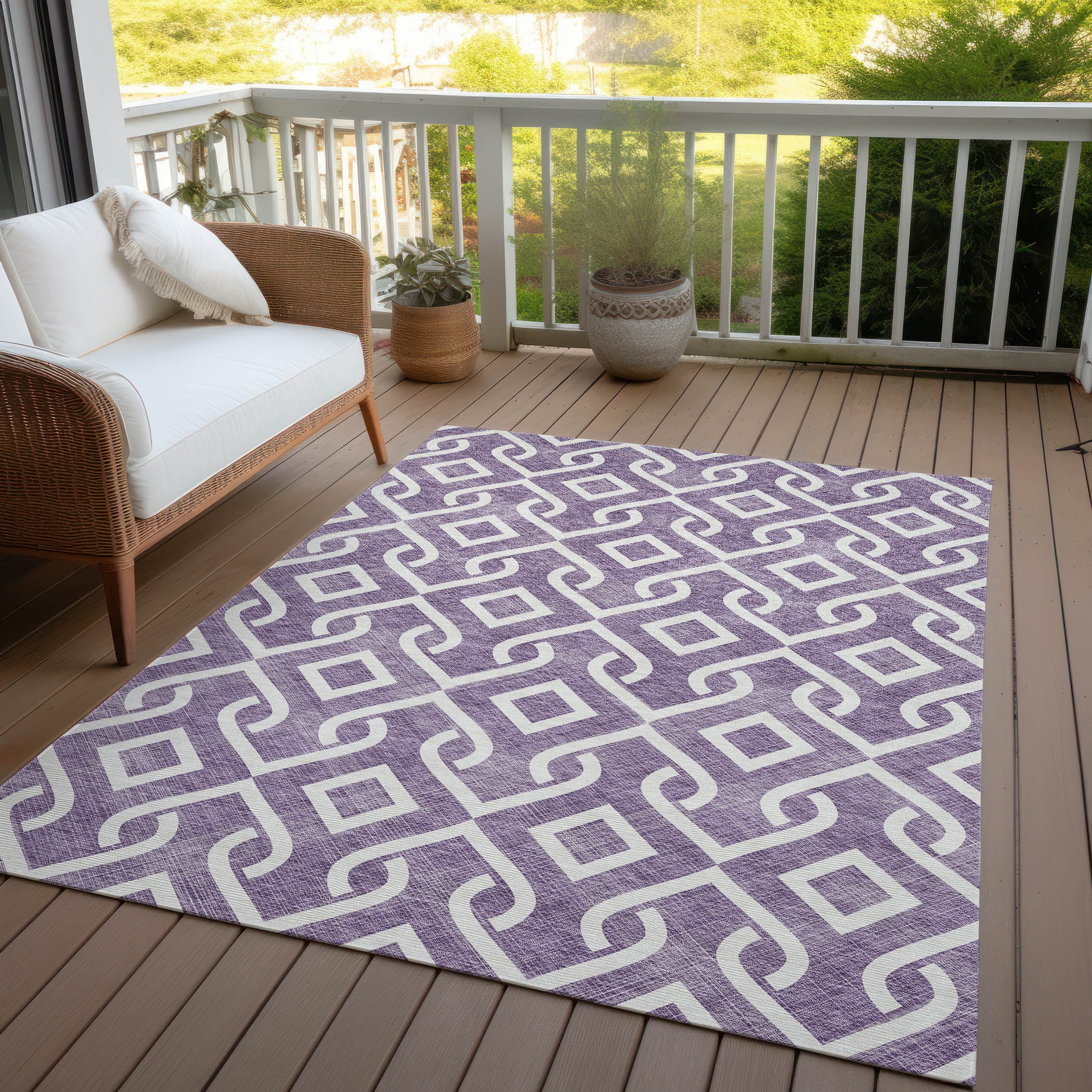Addison Rugs Chantille Indoor/Outdoor Transitional Geometric Purple Washable Rectangle Rug, 2'6" x 3'10"