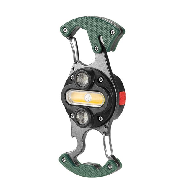 Sywqhk COB Luz de trabajo Llavero Linterna Camping Botella Abrelatas LED (Verde)