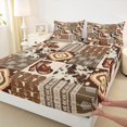 thumbnail image 7 of Manfei Western Cowgirl Boots Bed Sheets, Bohemian Hippie Style King Sheets, Brown Patchwork Buffalo Sheet Set, Microfiber Bedroom Decor, 4 Pieces, 7 of 7