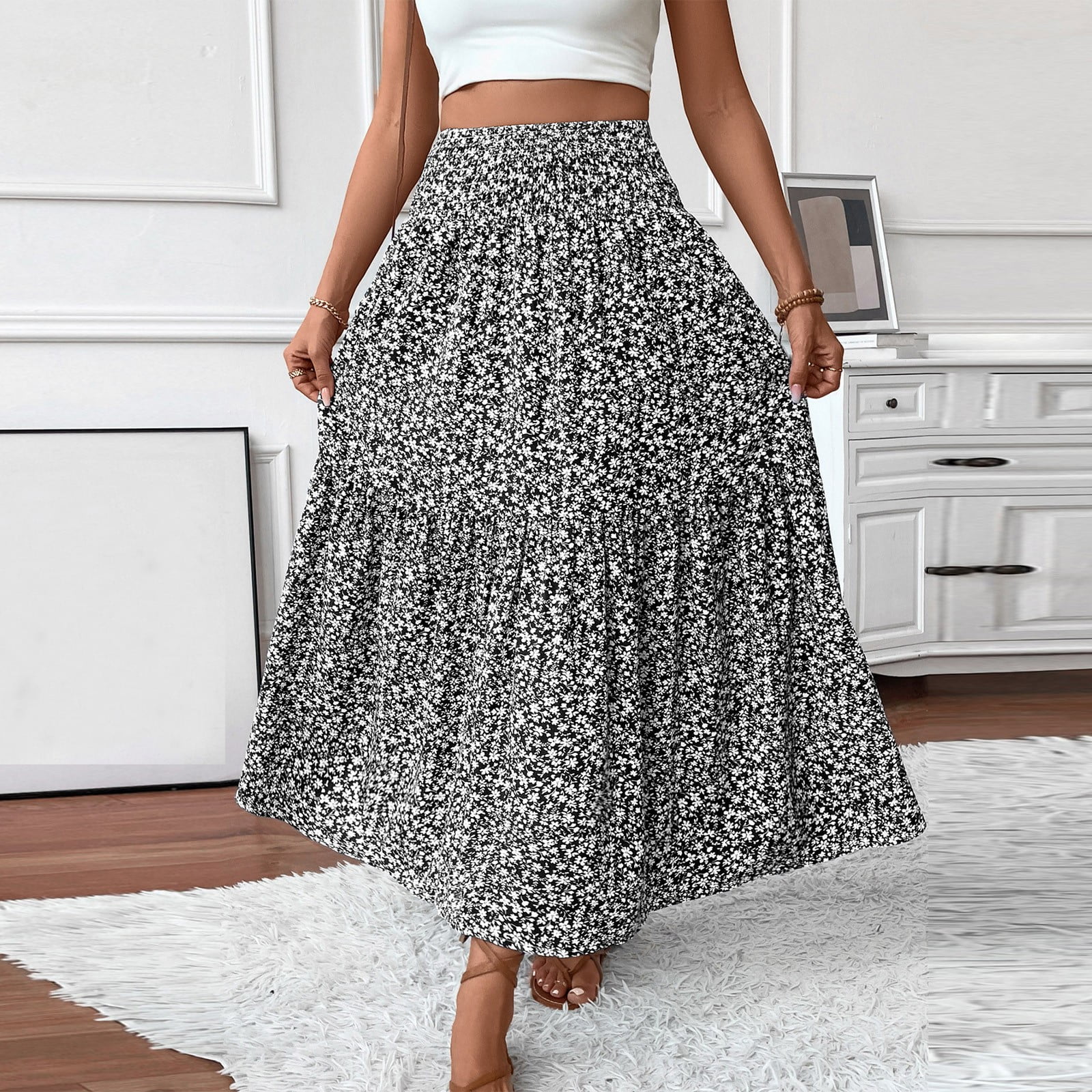 スカート Herlipto High-Waist Tiered Long Skirt スカート High-Waist Tiered Long Skirt Herlipto High-Waist