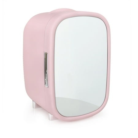 Personal Chiller 7L Mini Fridge with Mirror Door for Vanity, Pink