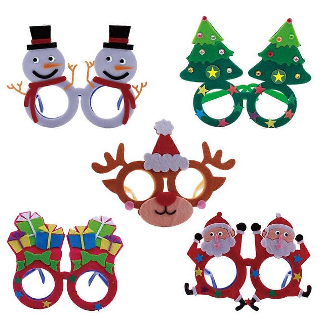 Diy Eyeglasses Non Woven Fabrics Eyewear Kindergarten Handmade Glasses Material Package For Kids Party Decoration Multi 22X17Cm 5Pcs