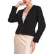 thumbnail image 4 of BLAZER FORMAL DE MUJER CON DETALLES DE TWEED Y MANGAS LARGAS, ESCOTE EN V, CON VOLANTES, CORTO, NEGRO, 4 of 5