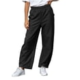 thumbnail image 6 of Bloomae Girls Wide Leg Barrel Pants Lightweight Fall Casual Elastic High Waisted Harem Pants Trendy Pull On Baggy Back to School Uniform Trousers with Pockets, 6 of 10