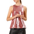 thumbnail image 3 of Allegra K Women's Halloween Costume Metallic Crew Neck Sleeveless Cam Tank Top, 3 of 7