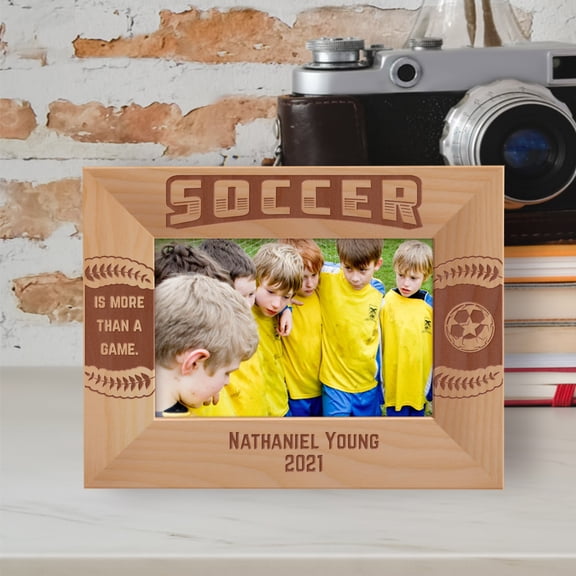 Soccer Is More Than A Game Personalized Wooden Frame-6" x 4" Brown Horizontal