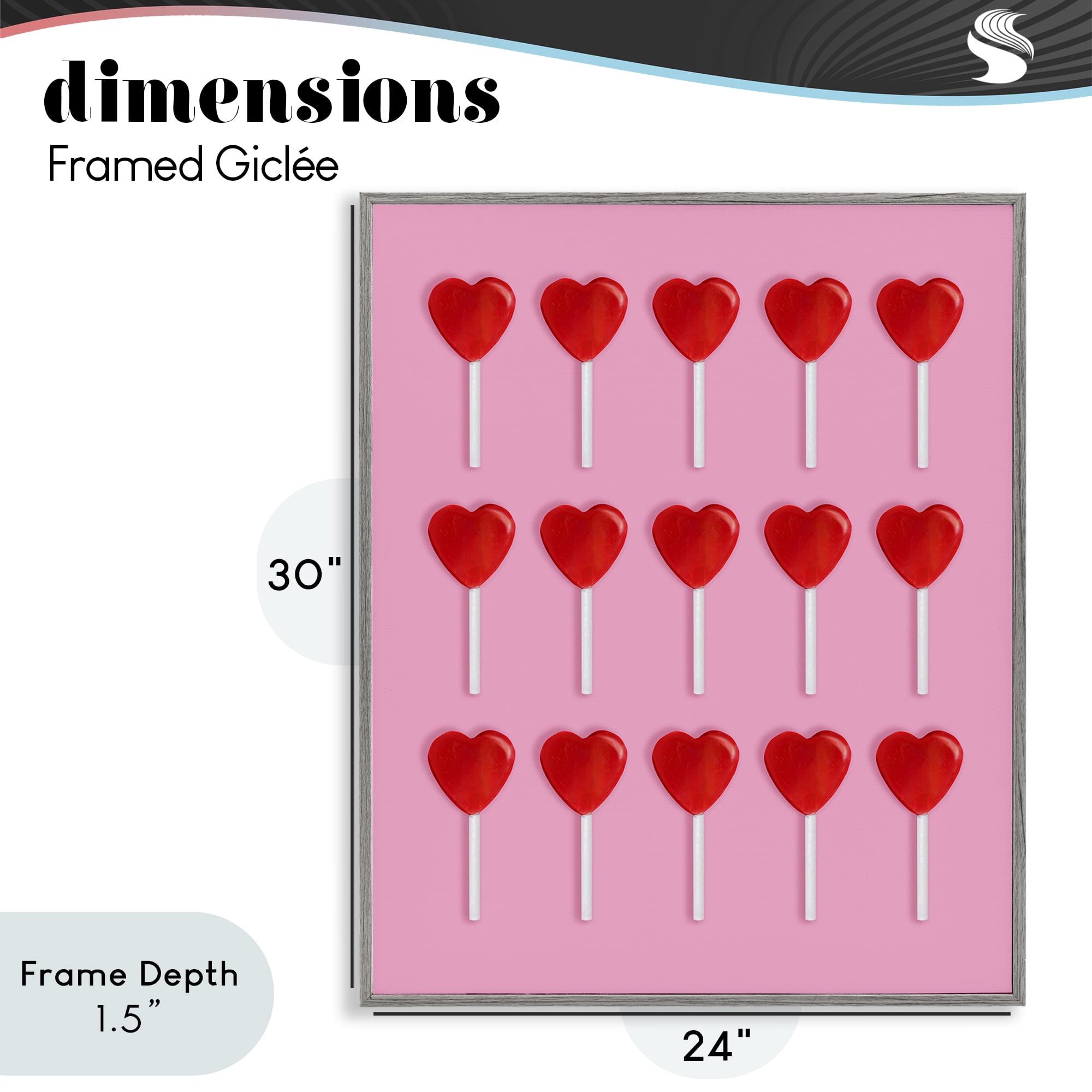 Stupell Industries Heart Lollipops Collection Gray Framed Giclee Art, design by LISH Creative