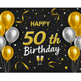 thumbnail image 4 of Happy 50th Birthday Banner with Golden Silver Balloons Stars Backdrop Party Decoration for Birthday Party Photography Props Home Decorations, 4 of 8