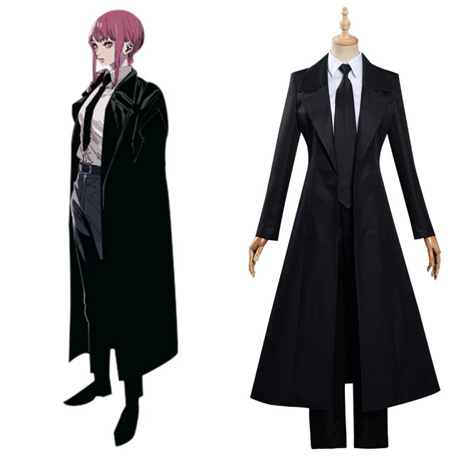 Mujer NGOVINY s Motosierra Man Makima Cosplay Disfraz De Halloween Uniforme Conjunto Completo Trajes Abrigo Camisa (Medio , Estilo 2)