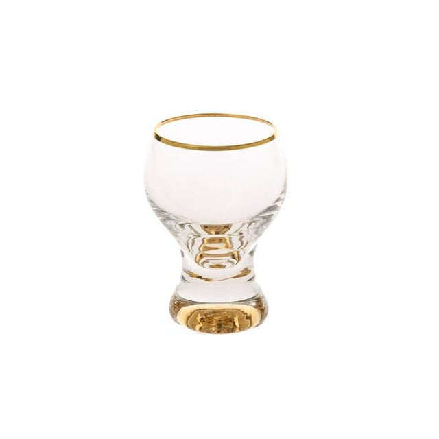 Classic Touch CLG827 Verres à Alcool 3 Po. avec Tige Dorée et Bord, Ensemble de 6