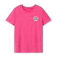 thumbnail image 1 of Camiseta de mujer de verano para mujer, suave, ligera, con cuello redondo, para viajes deportivos Rosa Rosa, 1 of 7