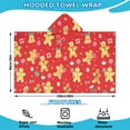 thumbnail image 2 of Red Christmas Gingerbread Man Pattern Hooded Bath Towel，60"x35" for Ages 3 To 12 Kids, Quick Dry Lightweight Soft Microfiber Hood Beach Towel Cover Up for Kids, 2 of 7