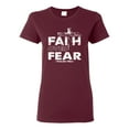 thumbnail image 1 of Wild Bobby, Faith Over Fear Psalm 118:6 White, Inspirational/Christian, Women Graphic Tee, Maroon, 3XL, 1 of 3