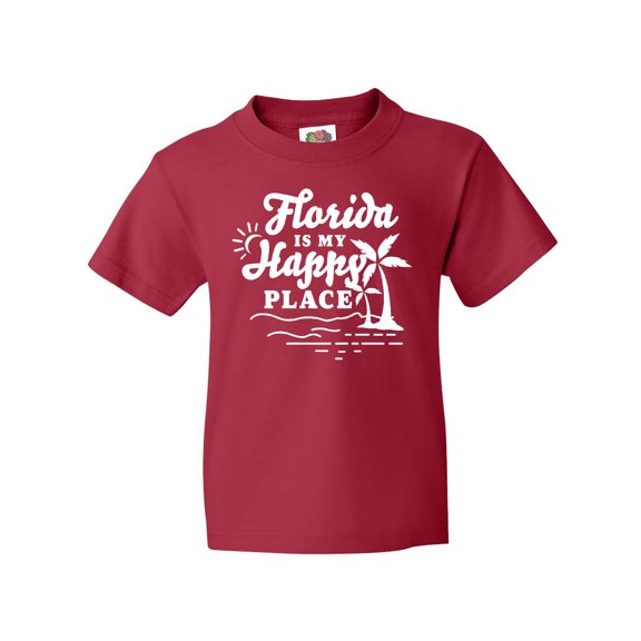 Inktastic Florida is My Happy Place with Palm Trees Youth T-Shirt