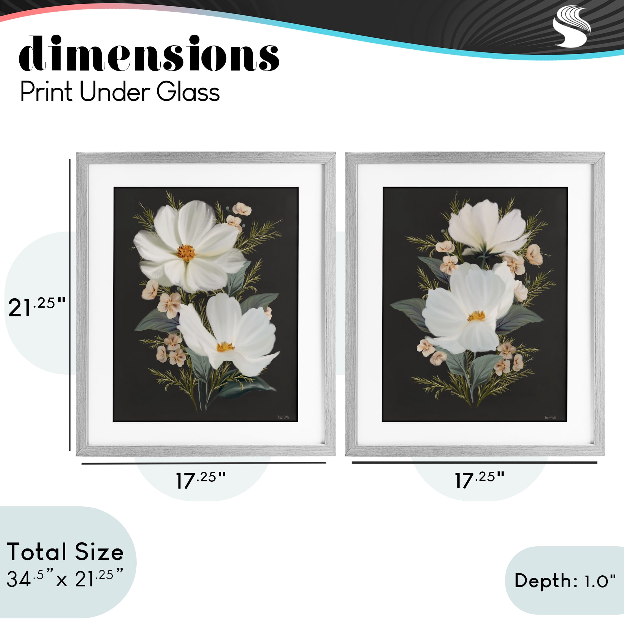 Stupell Industries Vintage Lace Cosmos 2 Piece Gray Framed Print Under Glass Set, design by House Fenway