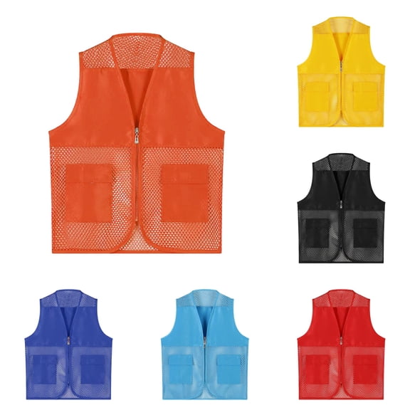 Kids Unisex Mesh Breathable Fishing Vest Pockets Photography Travel Hiking Waist Coat Jacket for Adults and Youth Size 10-12 Years