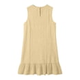 thumbnail image 4 of Fashion Summer Dress for Women Sleeveless Round Neck Casual Loose Fit Solid color Flowing hem Mid Dress for All Occasions Daily Date(Coffee,S), 4 of 5
