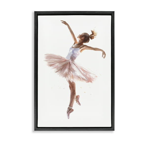 Stupell Industries Graceful Ballerina Pose Novelty Painting Black Floater Framed Art Print Wall Art, 17 x 25