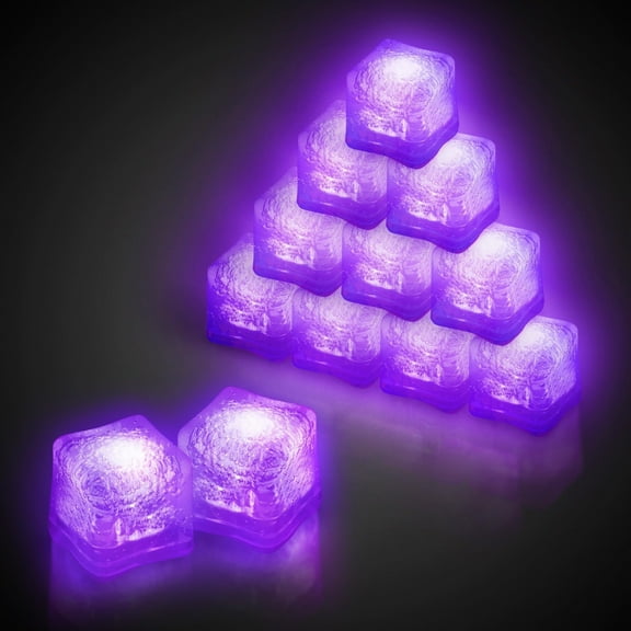 Windy City Novelties 12 - Pack LED Glow Ice Cubes - Reusable & Non-Freezing - Purple