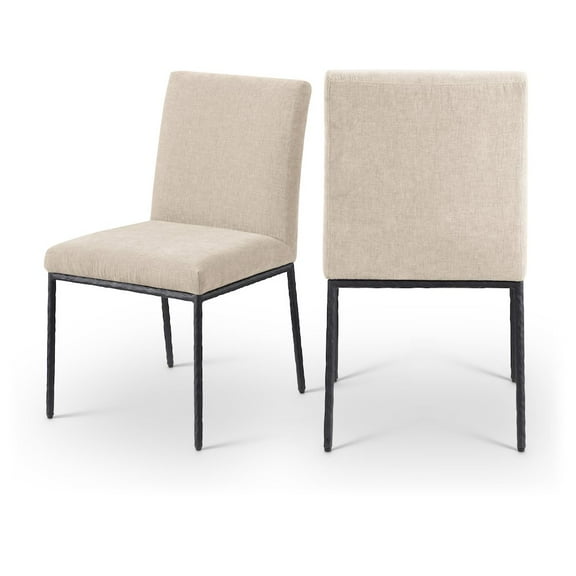 Meridian Furniture Reeves Beige Chenille Fabric Dining Side Chair (Set of 2)