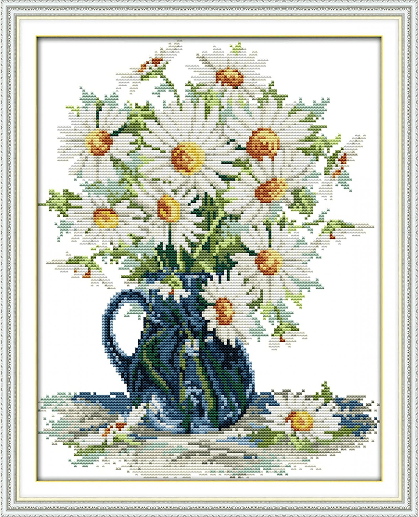 Beginners Cross Stitch Kits Stamped Full Range of Embroidery Kits for  Adults DIY Cross Stitches kit Embroidery Patterns for Needle point kit-Flower  Feast Girl 14.2x15.7 inch 