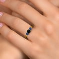 thumbnail image 4 of Gem Stone King 18K Yellow Gold Plated Silver Black Onyx and Blue Created Sapphire Engagement Ring for Women | 0.98 Cttw | Round 5MM | Gemstone December Birthstone | Size 7, 4 of 6