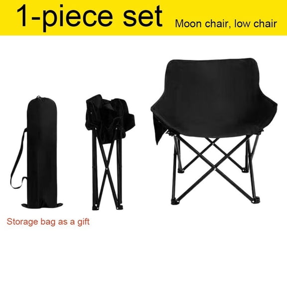 Black portable camping chair ,low backrest - for outdoor activities/fishing,1pcs