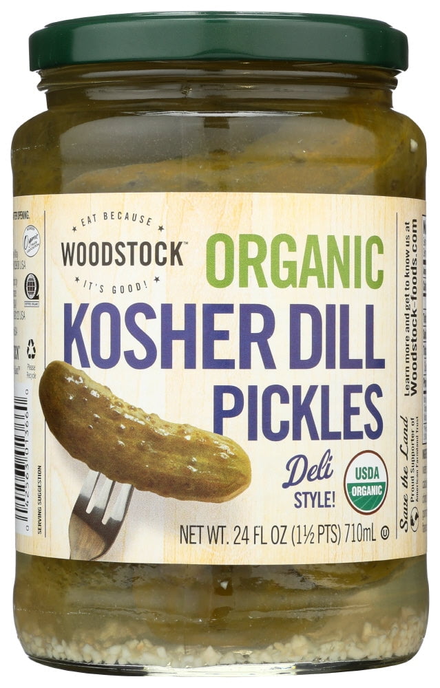 Woodstock Organic Kosher Whole Dill Pickles, 24 oz Pack of 6