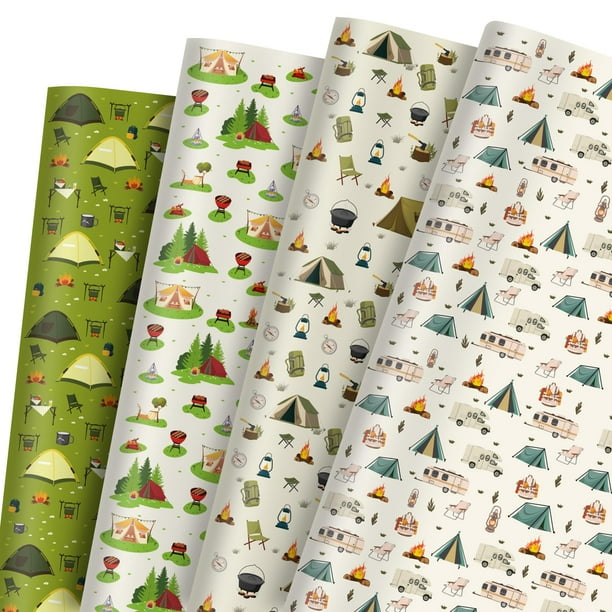 Papel de regalo para camping Pineraap 12 hojas 50x70 cm temática de camping
