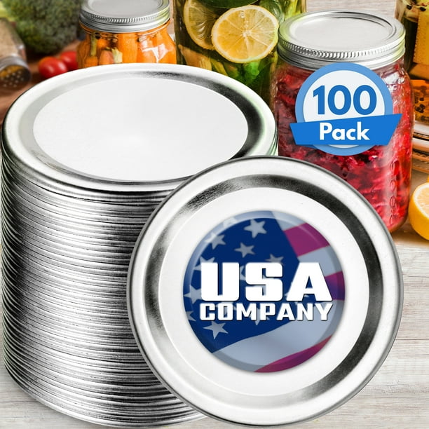 Canning Lids 100 ct. for Mason Jars, RegularMouth Size (70 mm) with FoodGrade Seal by KapStrom