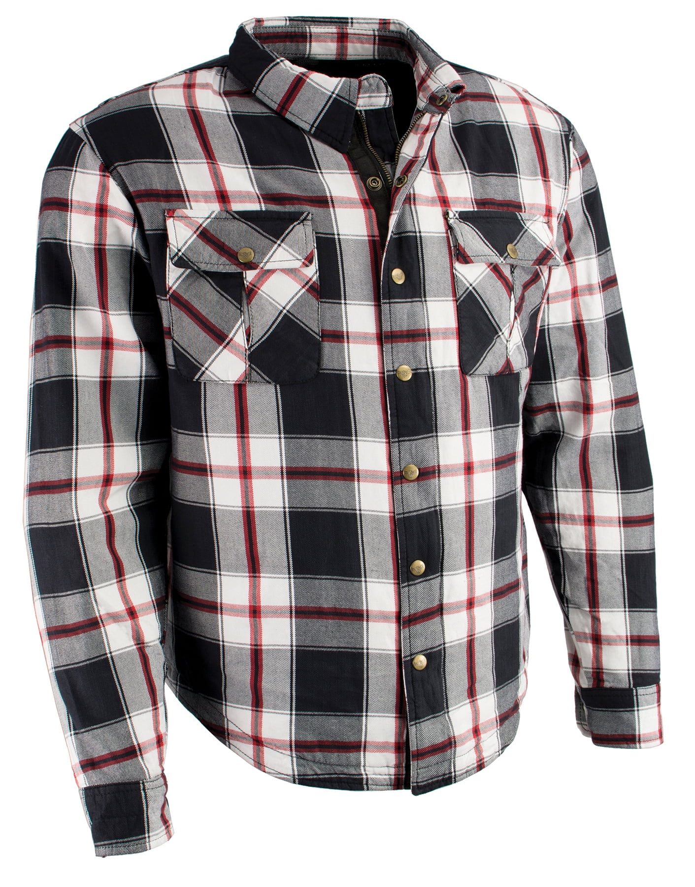 Photo 1 of Men's Black Plaid Armored Flannel Biker Shirt w/ Aramid by DuPont Fibers Size XL 