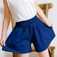 thumbnail image 4 of AINIYS Kids Ruffle Trim Shorts Flared Hem Soft Fabric with Elastic Waist Closure for Birthday Parties and Family Gatherings Blue 13-14Years, 4 of 7