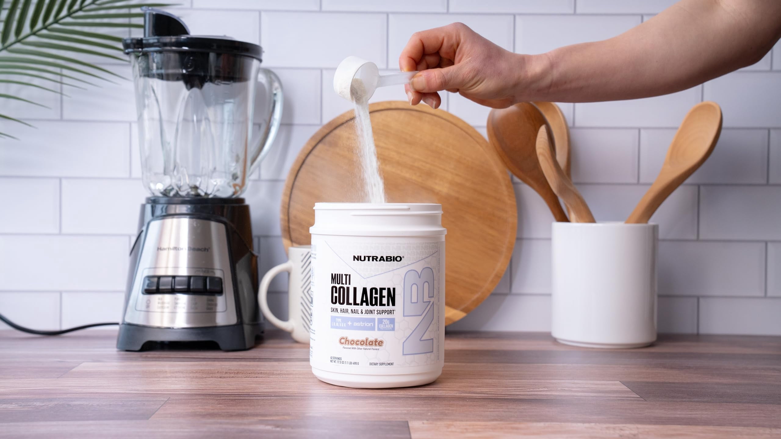 NutraBio Multi Collagen Powder- Hydrolyzed Collagen Peptides for Glowing Hair & Skin- Grass-Fed- Collagen Powder for Women and Men- 45 Servings- Chocolate