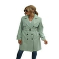 thumbnail image 4 of Women Solid Color Long Sleeve Lapel Double Breasted Belted Trench Coat, 4 of 6
