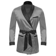 thumbnail image 3 of Choomomo Men's Satiny Smoking Jacket Robe Lightweight Dinner Jacket Cigar Jacket Host Wear Blazer Gray S, 3 of 6