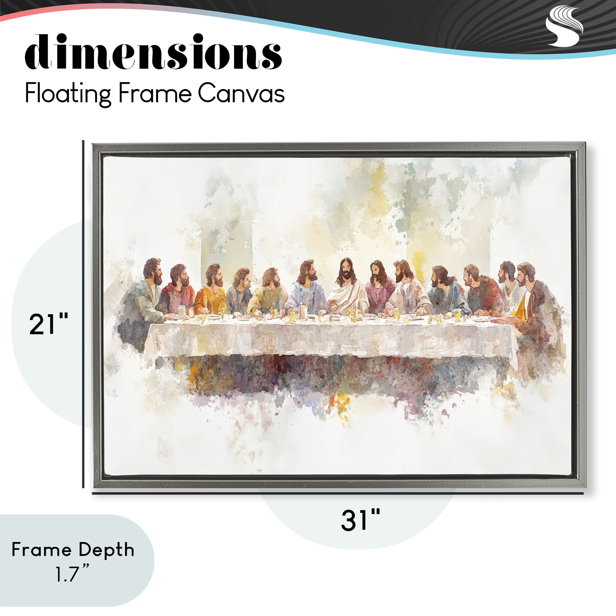 Stupell Industries Watercolor Supper Spirituality Gray Framed Floater Canvas Wall Art, design by Petal Prints Design