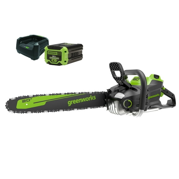 Greenworks 60V 20" Cordless Brushless Chainsaw with 8.0Ah Battery & Rapid Charger 2026202