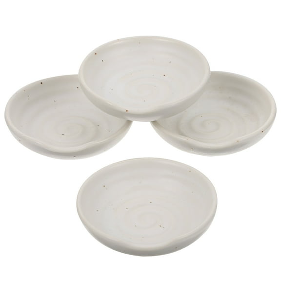 WSTEER Set of 4 White Ceramic Sauce Dishes - Round Sauce Bowls for Seasoning and Serving