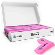Enday Pencil Erasers Bulk Drawing Rubber Eraser Beveled Large Pink 24 Count