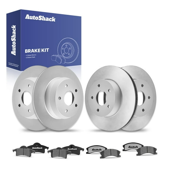AutoShack Front Vented & Rear Solid Brake Rotors Ceramic Pads 12-PC Brake Kit Replacement for 1999-2004 Jeep Grand Cherokee