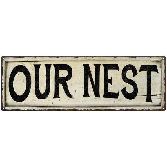Our Nest Chic Vintage Look Farm House Wall Decor 8x24 Metal Sign 108240028061