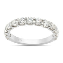 AFFY Half Eternity Ring for Women,1.20CT Round Lab Created Moissanite Wedding Band in 14K White Gold over Sterling Silver Size-6.5
