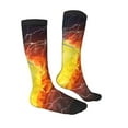 Zufioo Tennis Ball On Fire And Water Print Long High Thigh Socks Knee