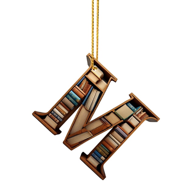 WIFKLSIIPG 2D Acrylic Christmas Cute Double Print 2D Gift Pendant 1 Piece Bookshelf English Letter Modeling J~R