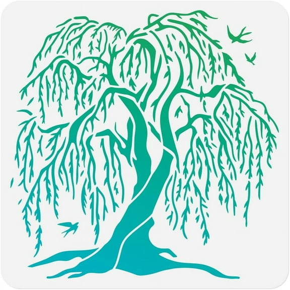 Willow Tree Stencil for Painting on Wall 11.8 x 11.8 Inch Reusable Plastic Craft Stencil for Painting on Wood Fabric Furniture DIY Home Decor Stencil