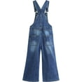 thumbnail image 2 of KIDSCOOL SPACE Girls Slim-fit Denim Overalls,Little Big Kids Wide-Leg Jeans Dungarees Pants,Mid Blue,9-10 Years, 2 of 7
