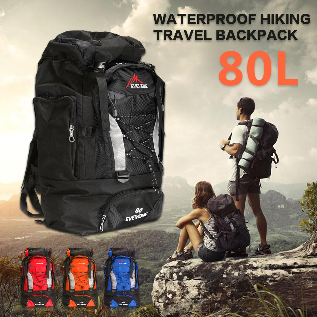 Travel Outdoor 80L Waterproof Rucksack Backpack Luggage Bags For Camping Hiking 